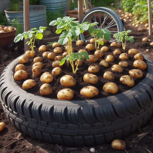 Growing Potatoes in a Recycled Tyre Bed