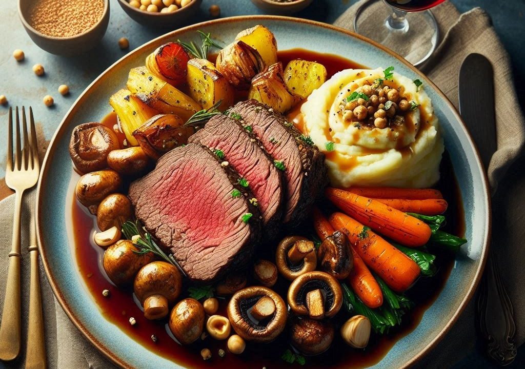 Fantastic Mustard and Stuffed Garlic Roast Beef